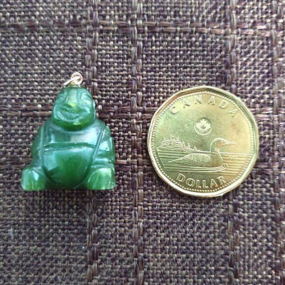 Vintage 45 Carats Genuine Canadian Nephrite Jade Happy Buddha Pendant - Picture 4 of 10